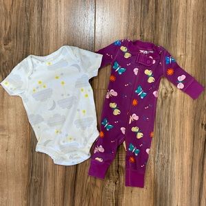 ($68 Value) Hanna Anderson Size Newborn Sleeper & 3-6 Month Bodysuit PRFCT CNDTN
